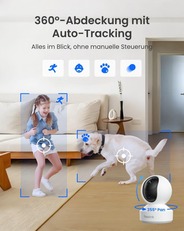 Reolink 3K Überwachungskamera Set Innen WLAN Schwenkbar, Personen-/Haustier-/Baby-Schreierkennung, A