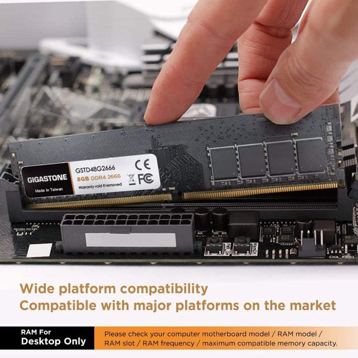 【DDR4 RAM】 GIGASTONE 8GB DDR4 2666MHz (2400MHz or 2133MHz) PC4-21300(PC4-19200/17000) CL19 1.2V UDIM