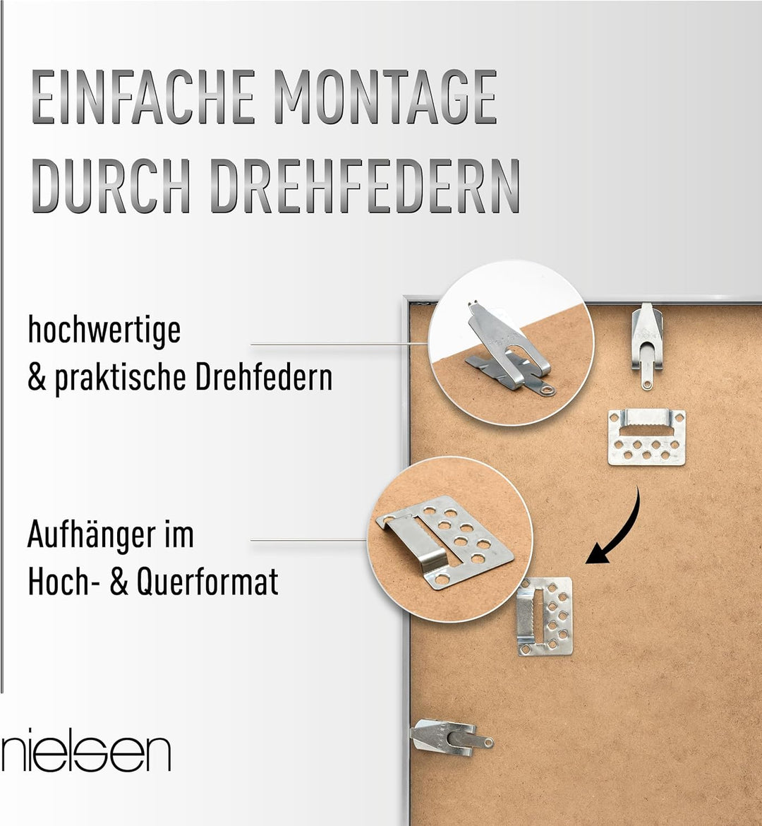 nielsen Aluminium Bilderrahmen C2, 50x60 cm, Eloxal Schwarz Glanz 50 x 60 cm Eloxal Schwarz Glanz, 5