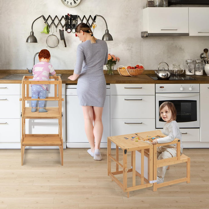 COSYLAND Montessori Lernturm ab 1 Jahr klappbar | 3 in 1 Learning Tower & Lernstuhl Kinder ab 1 Jahr