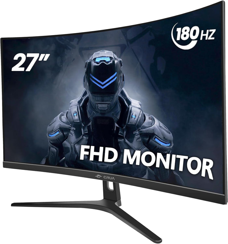 CRUA Gaming Monitor Curved Monitor - 27 Zoll FHD Curved Computer Monitor, Krümmung 1800R, VA-Panel,