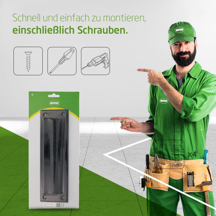 Amig - Briefkastenschlitz Schwarz Mod. 1 - Klappe für Wände oder Türen - Briefsammler mit Stahldecke