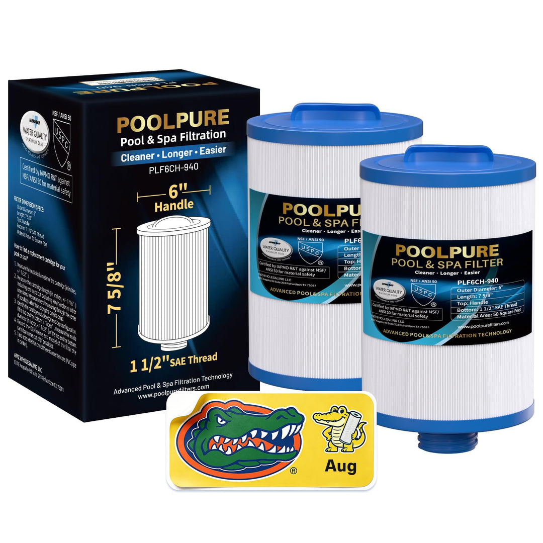 POOLPURE Spa Filter replacement for Pleatco PWW50P3(1 1/2" Coarse Thread), Unicel 6CH-940, 817-0050,