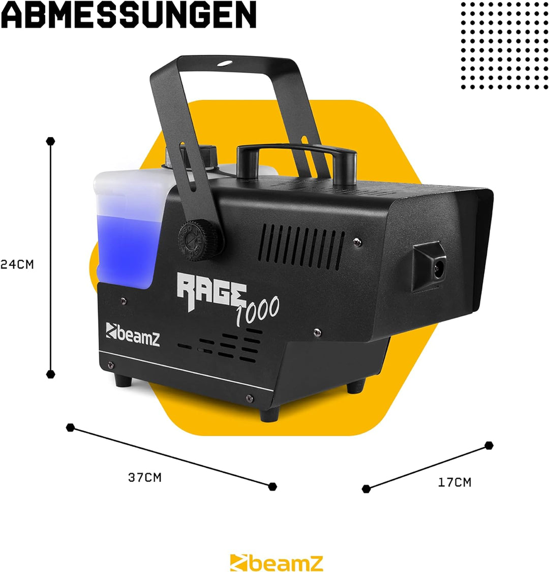 BeamZ RAGE1000 Nebelmaschine mit Lichteffekt, 1000 Watt, Fogger, Rauchmaschine, Fog Machine, Funkfer