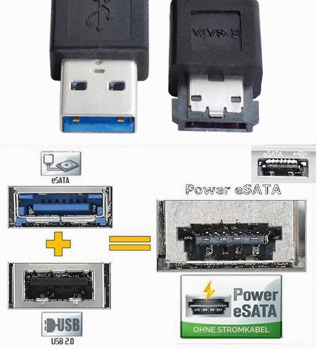 xiwai USB 3.0 zu Power Over eSATA DC5V Adapter USB 2.0 auf HDD/SSD/ODD eSATAp Konverter Typ-A USB Ho