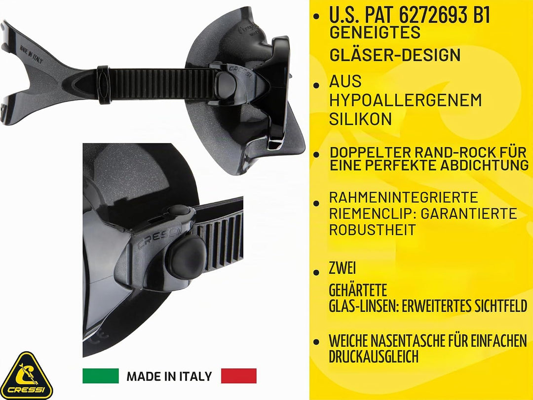Cressi Tauchmaske Marea Einheitsgrösse Schwarz/Schwarz, Einheitsgrösse Schwarz/Schwarz