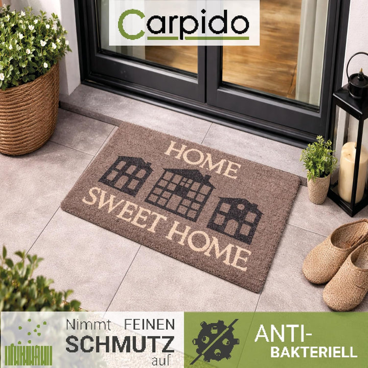 Carpido Fussmatte Kokos Home Sweet Home - Türmatte 40 x 60 cm (Rechteckig) - antibakterielle Eingang