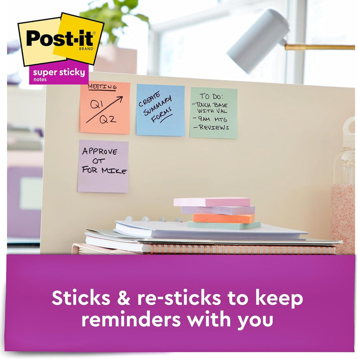 Post-it Super Sticky Recycled Notes, 5 Pastellfarben, Sticks and Resticks, 7,6 x 7,6 cm Wanderlust,