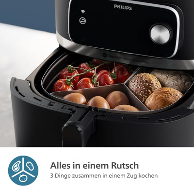 Philips 3-Teiler für Airfryer. Airfryer-Zubehör. Mehrere Speisen gleichzeitig zubereiten. Passend fü