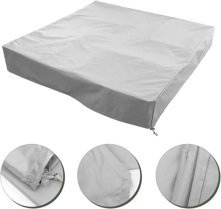 Veemoon Sandkastenabdeckung Grau 155x155x20cm Mit Kordelzug Wetterfeste Gartenschutz Plane Für Outdo