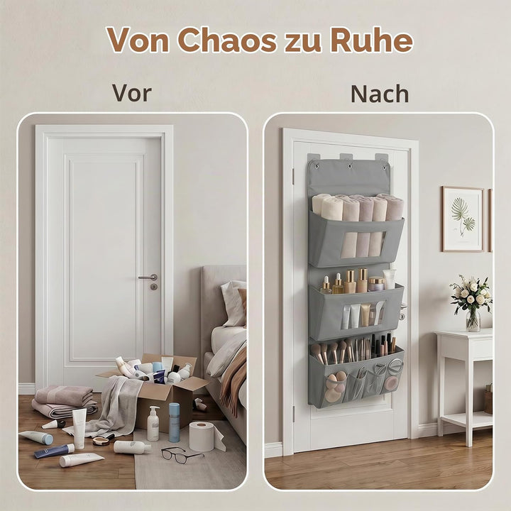 2 Stück Hängeorganizer 3-Schichten, 40 x 90 cm Tür Organizer mit 3 Taschen | Faltbarer Wandorganizer
