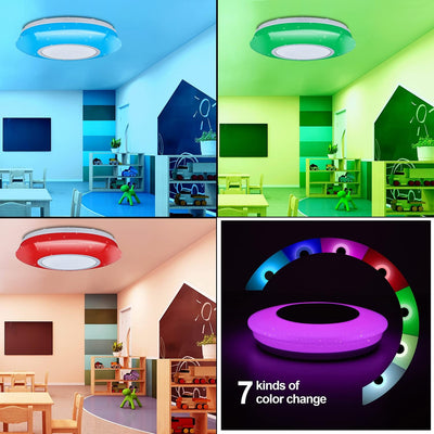 chysongoods 24W Φ30cm Sternenhimmel Deckenlampe Musik LED Deckenleuchte Mit Bluetooth Lautsprecher A