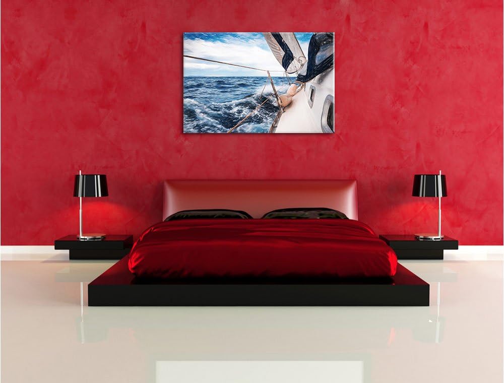 Pixxprint Die weissen Segel der Yacht als Leinwandbild/Grösse: 100x70 / Wandbild/Kunstdruck/fertig b