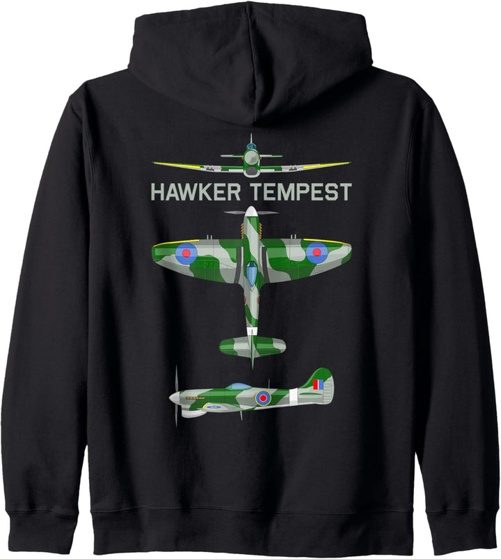 Hawker Tempest Britisches WW2 Kampfflugzeug Diagramm Kapuzenjacke