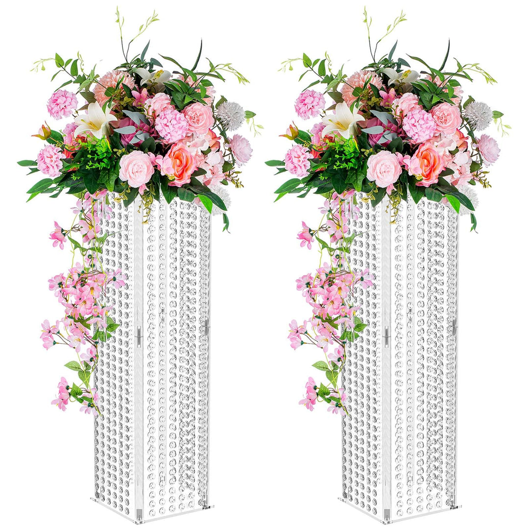 Nuptio Tafelaufsätze für Hochzeitstischvasen 2 Stück 80cm Hohe Blumenvase Kristallblumenständer für