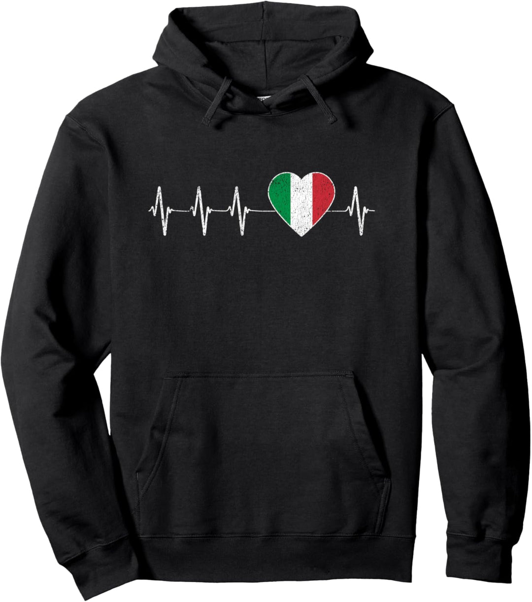 Italienische Herzschlag Ich liebe Italien Flagge Herz Puls Pullover Hoodie