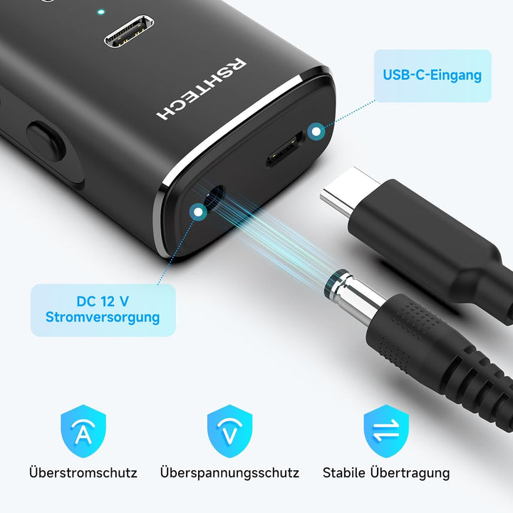 RSHTECH Alle 7 Anschlüsse sind USB-C Hub 3.2 mit Netzteil - Aktiver Verteiler 3.1 - Aktiv Schaltbaer