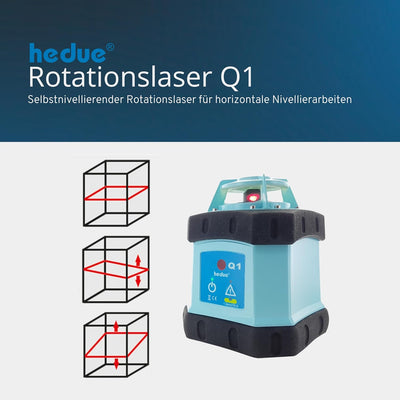 hedue® Rotationslaser Q1 - ( Laser Nivelliergerät mit rotem Laserstrahl, Arbeitsbereich 500m, Baulas