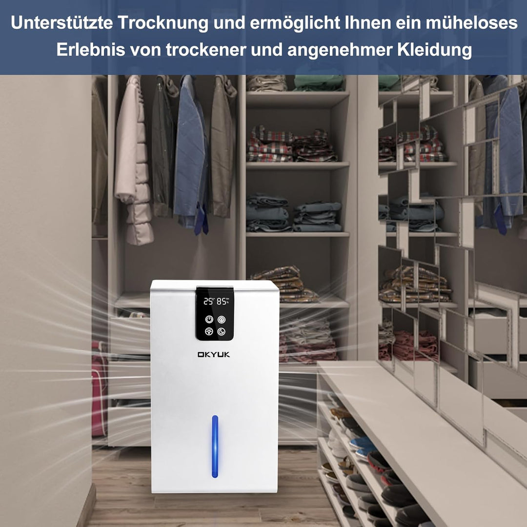 Luftentfeuchter Elektrisch 2700ml, Luftentfeuchter für Zuhause mit automatischer Abschaltung, 7-Farb