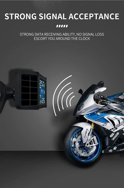 OBEST TPMS Solar ReifendruckKontrollsystem, Motorrad Reifendruckmesser, wasserdichte TPMS Moto Reife