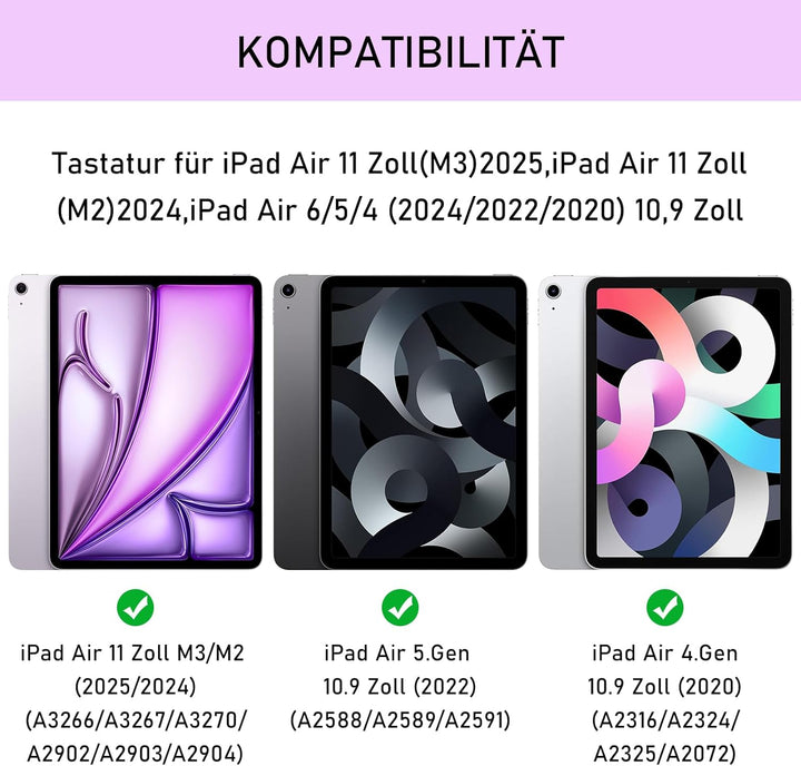 iPad Air 5 Hülle mit Tastatur für iPad Air 6 11 Zoll, Deutsches Taststur Hülle für iPad Air 11 Zoll