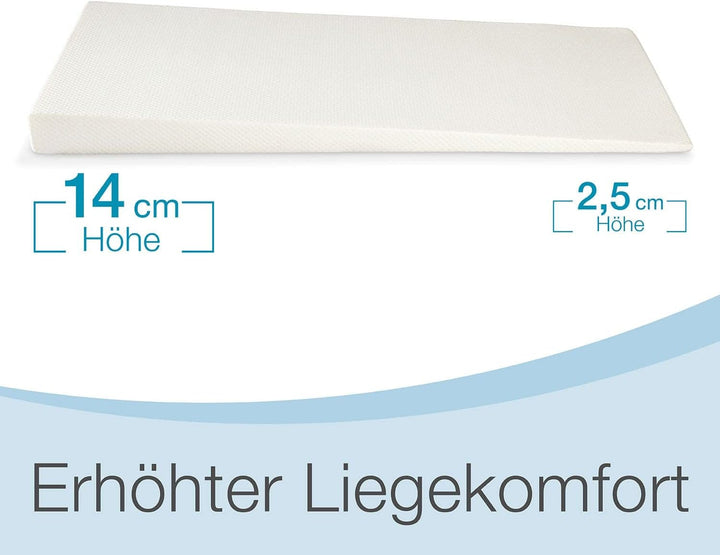 ELONEO Bettkeil Topper 80 x 190 cm aus Komfortschaum, Matratzen-Keilkissen zur Bettneigung, Keilmatr