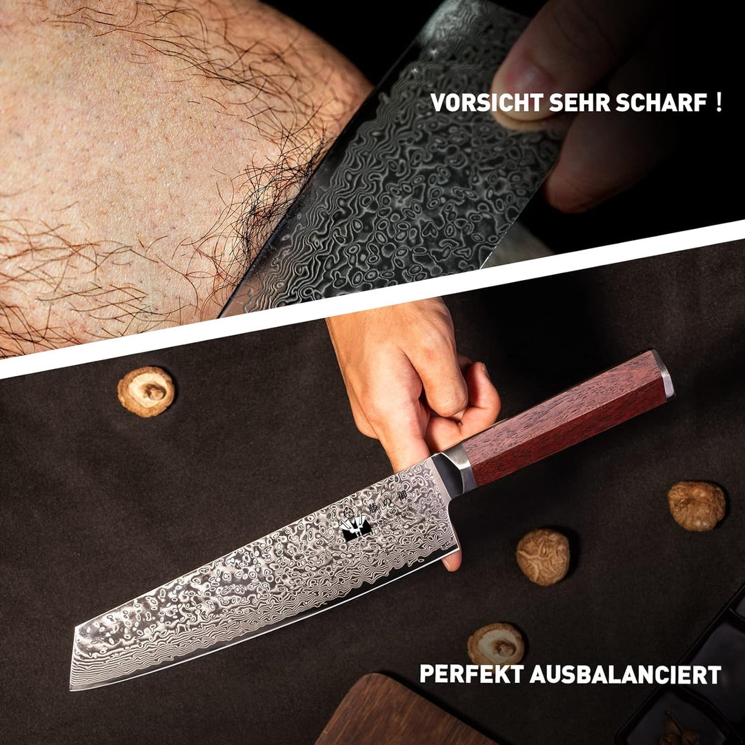 FUJUNI Damastmesser Kiritsuke Profi Kochmesser Mit Extrem Scharf 20cm Klinge Aus 67 Lagen Vg-10 Dama