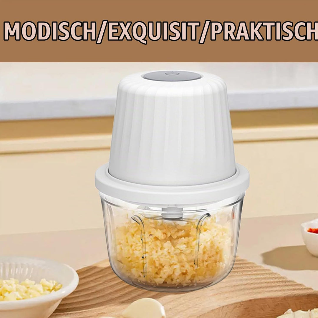 Zwiebel Zerkleinerer Elektrisch 400ML, Weiss Zwiebelschneider Elektrisch mit Akku Gemüsezerkleinerer