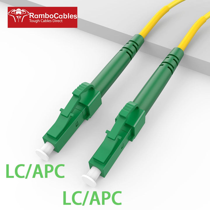 RamboCables LC/APC auf LC/APC 20m, LWL Simplex Patchkabel 9/125µm, Singlemode Glasfaserkabel für FTT