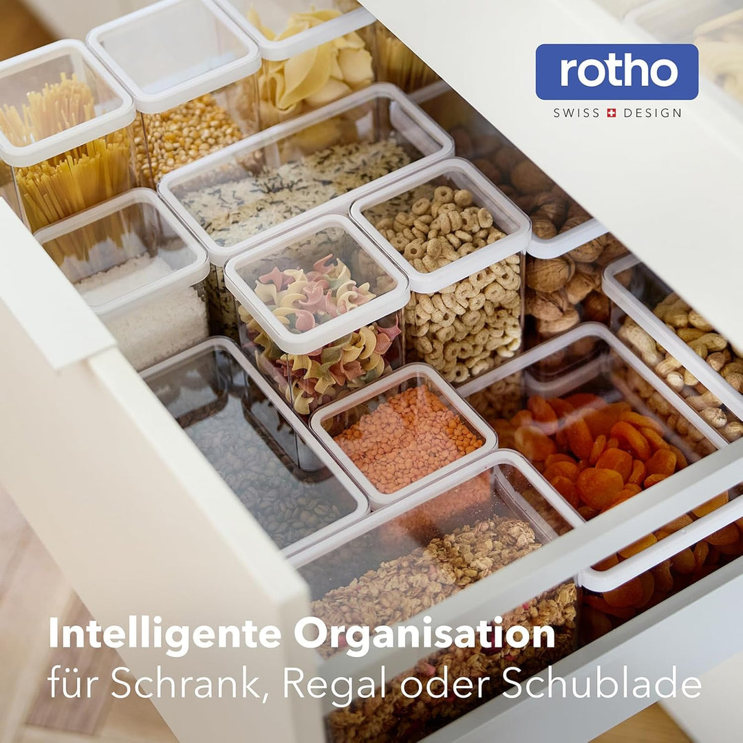 Rotho Loft 5er-Set Vorratsdosen mit Deckel verschiedene Grössen, lebensmittelechter Kunststoff (PP)