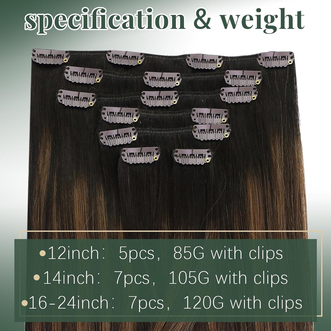 Ugeat Remy Echthaar Extensions Clip in 40cm Clip in Extensions Echthaar Dick 120 Gramm 7 Stücke Bala