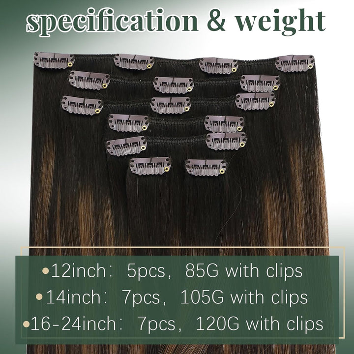 Ugeat Remy Echthaar Extensions Clip in 40cm Clip in Extensions Echthaar Dick 120 Gramm 7 Stücke Bala