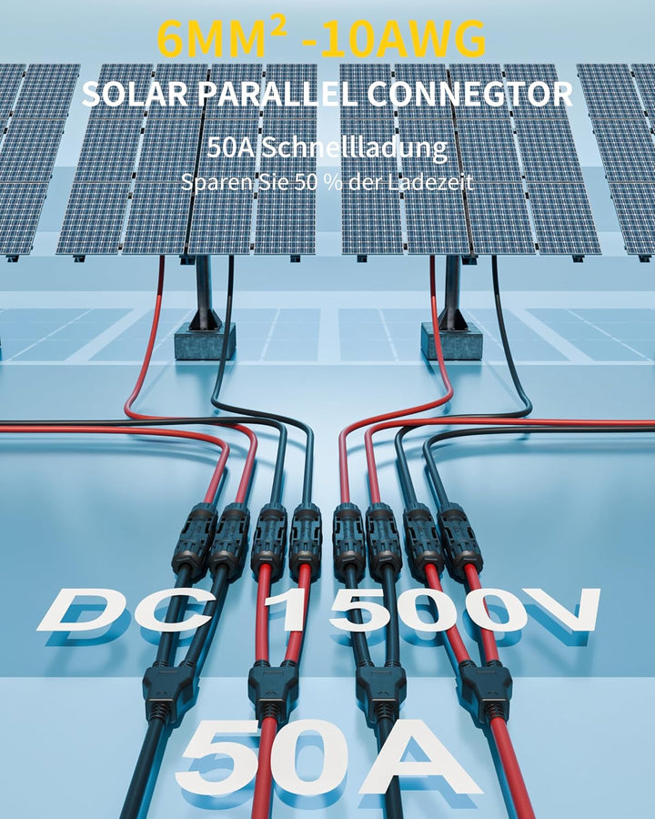 enernova 6 mm² Solarkabel Y Verteiler, 1Y2 Y Stecker Solar Paar, 10AWG Solar Y Kabel (M/MF und F/FM)