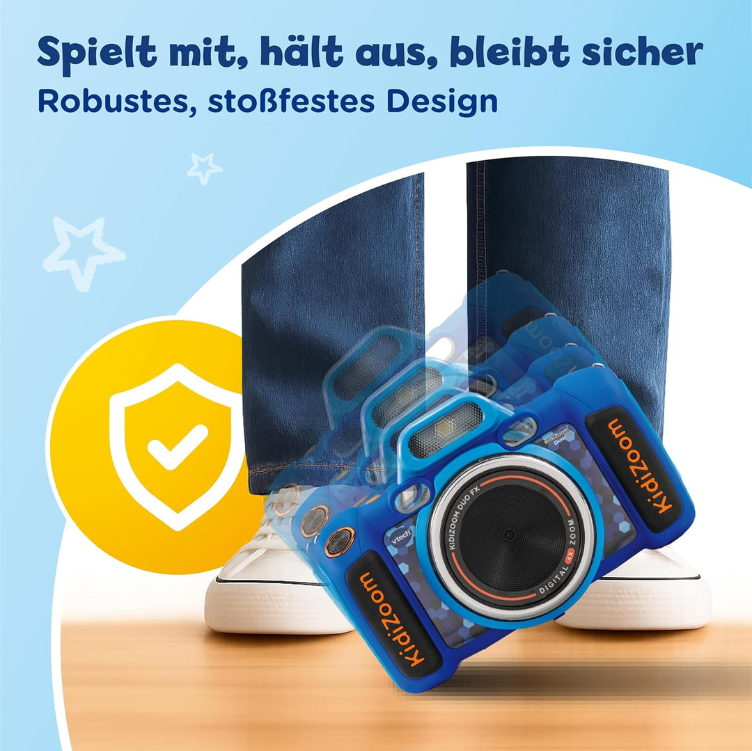 VTech KidiZoom Duo FX in Blau – Robuste Digitalkamera mit kreativen Apps und Spielfunktionen – Für K