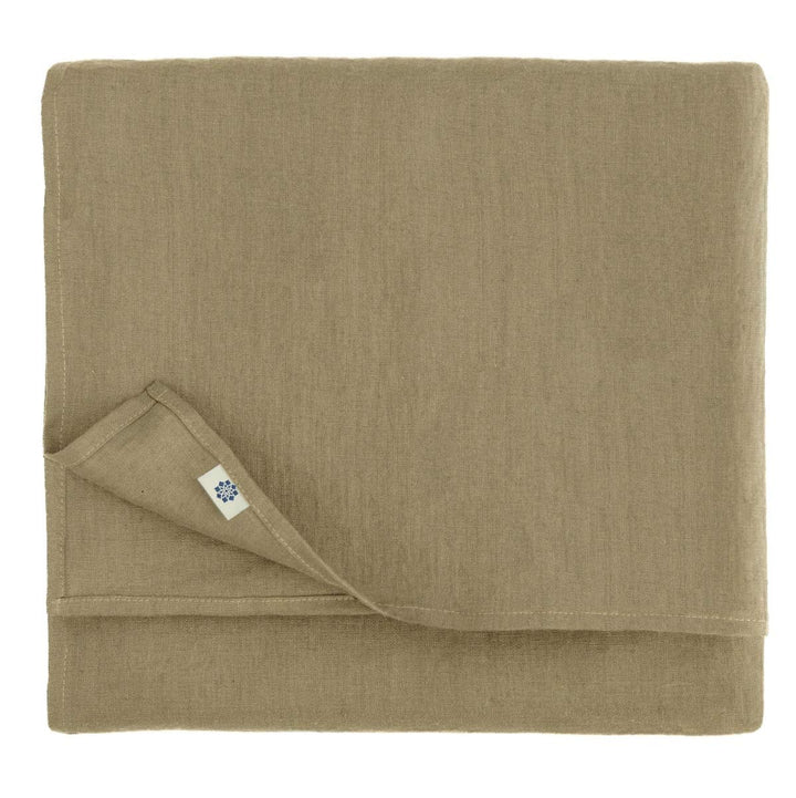 Linen &amp; Cotton Tischdecke Stoff Tischtuch Tischwäsche Hygge -100% Leinen, Beige (100 x 140 cm) Mitte