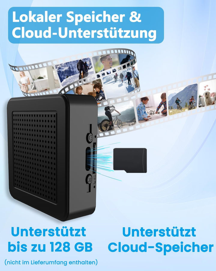 UCOCARE Mini Kamera Überwachungskamera Innen Ohne WLAN, 4K Mini Überwachungskamera Akku mit Nachtsic