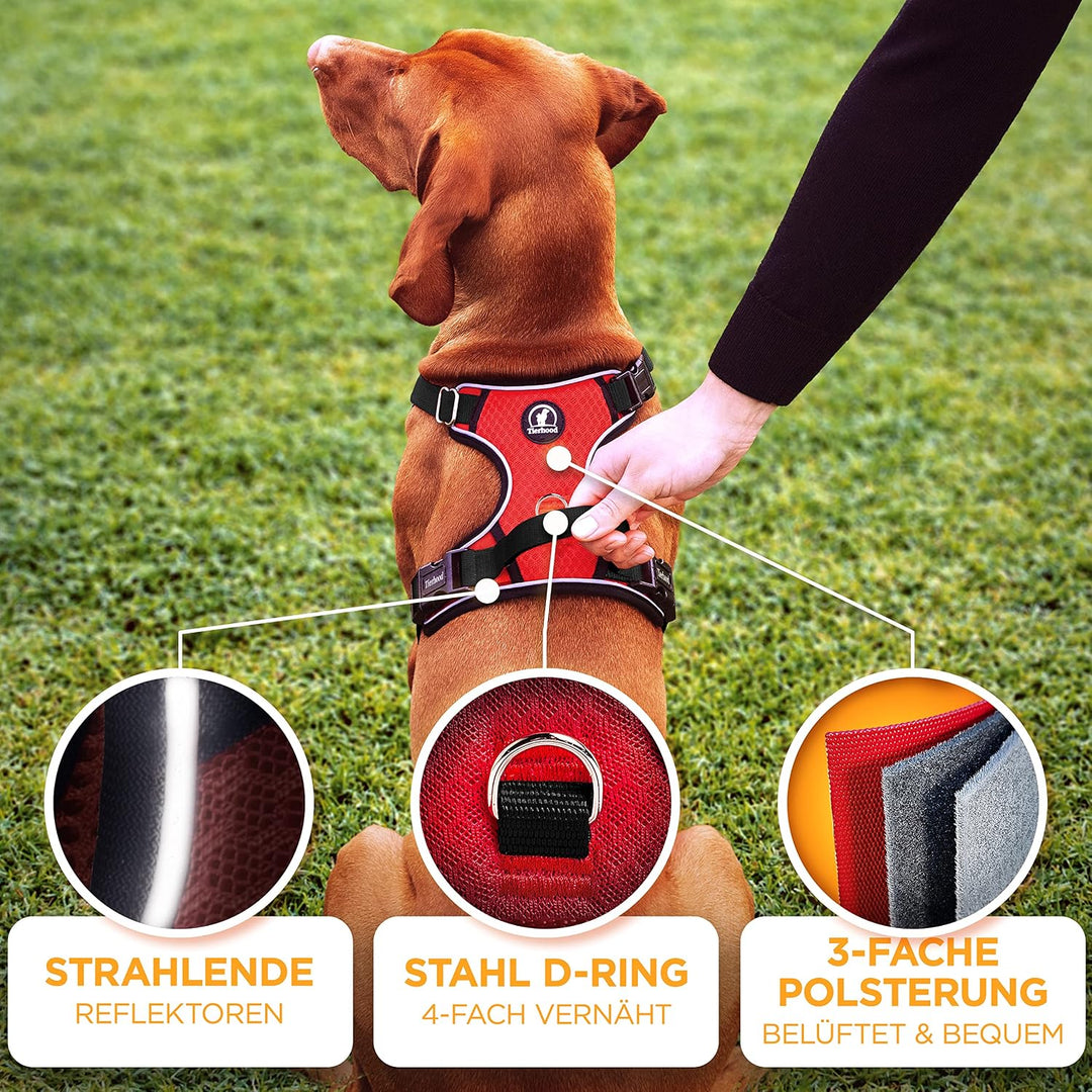 Hundegeschirr - Reflektierendes Hundegeschirr für kleine bis grosse Hunde - Anti Zug Hundegeschirr g