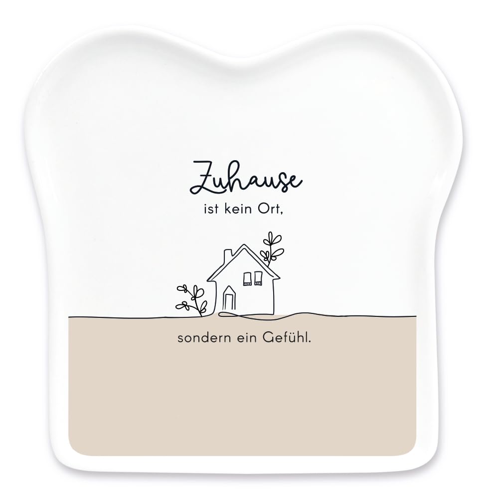 Grafik-Werkstatt Werkstatt Toast-Teller mit Spruch Porzellan Zu Hause, Weiss