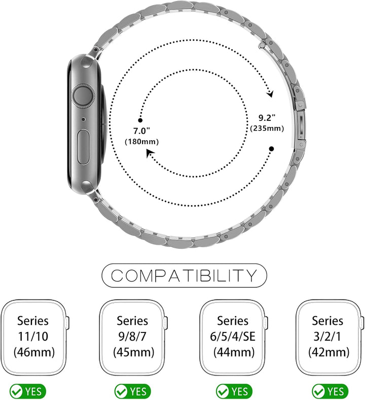 Tasikar Kompatibel mit Apple Watch Armband 49mm 46mm(Series 11/10) 45mm 44mm 42mm Massives Edelstah