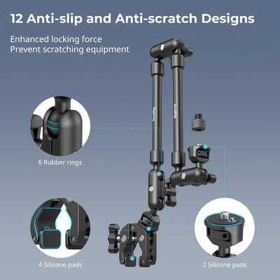 SMALLRIG 22" Magic Arm mit Klemme, Flexible Camera Desk Mount & klemme, Überkopf Telefonhalterung, G