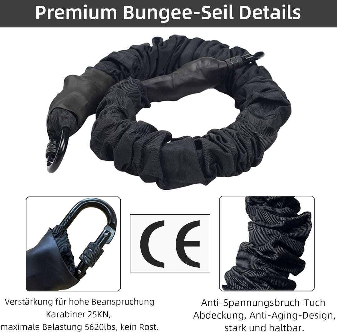 PRIOR FITNESS Bungee-Fitnessgeräte-Set, schweres Bungee-Widerstandsband, elastisches Tanz-Bungee-Sei