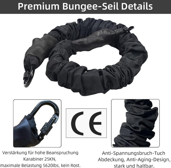 PRIOR FITNESS Bungee-Fitnessgeräte-Set, schweres Bungee-Widerstandsband, elastisches Tanz-Bungee-Sei