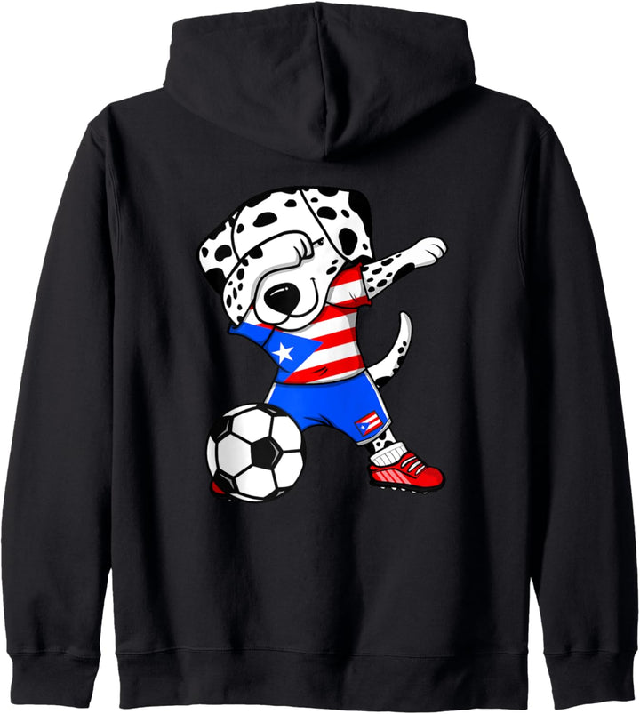 Dab Dalmatiner Puerto Rico Fussball Puerto Ricanische Flagge Kapuzenjacke