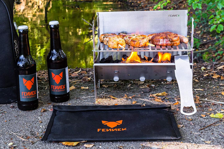 FENNEK Grill light | Mobiler und steckbarer Holzkohle-Grill aus Edelstahl für Camping, Trekking, Van