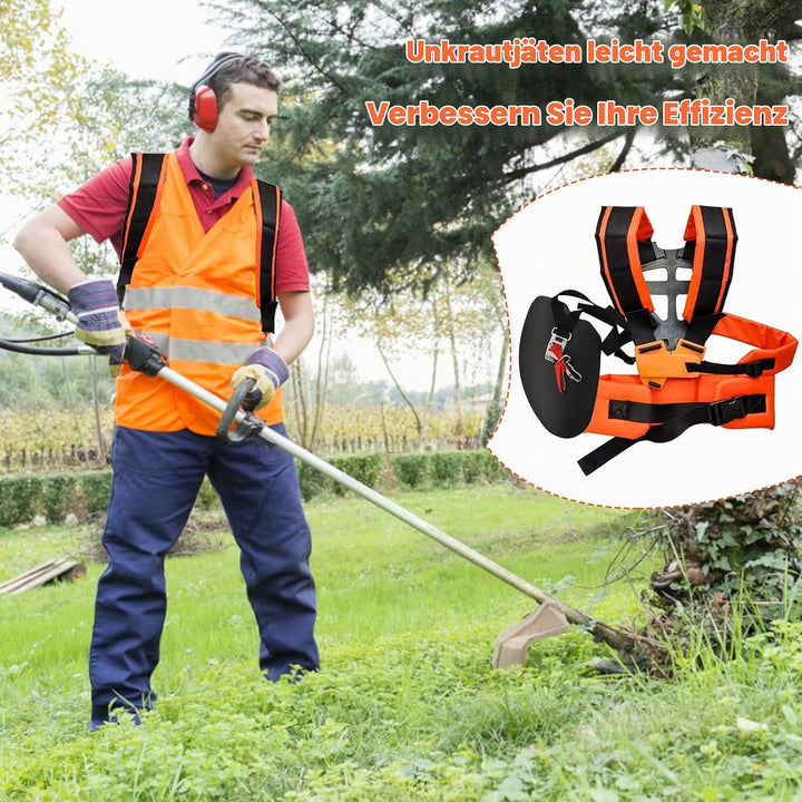 TOPJOWGA Doppelter Trimmer-Schultergurt, Doppel Schultergurt Tragegurt für Motorsense Rasentrimmer,