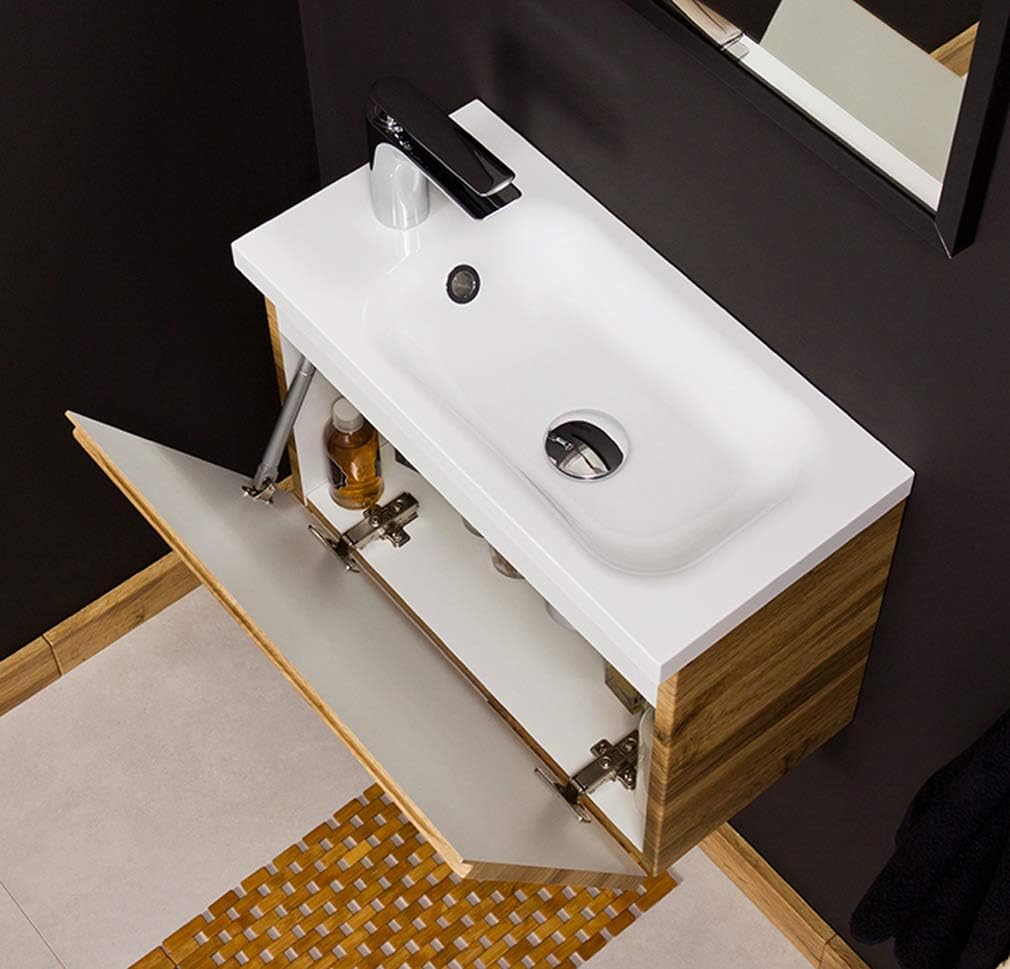 Quentis Badmöbel | Gäste-WC Möbel FAROS, Breite 50 cm, Waschplatzset 2-teilig, Waschbecken und Unter