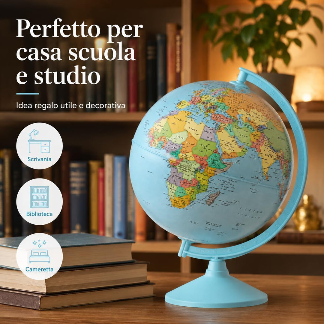 30 cm, drehbarer Globus, Durchmesser (30 cm) Italienisch, Italienisch