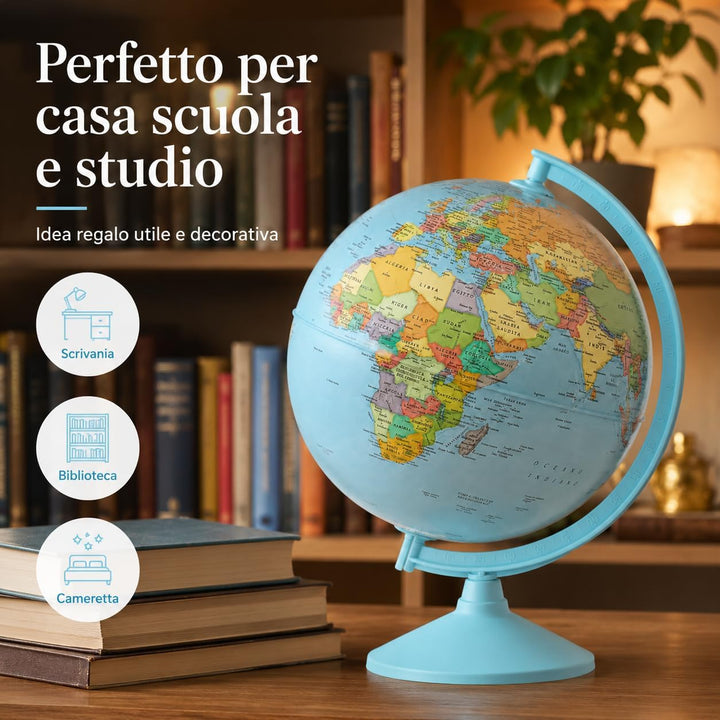 30 cm, drehbarer Globus, Durchmesser (30 cm) Italienisch, Italienisch
