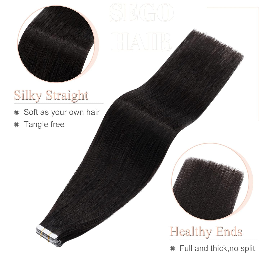 SEGO Tape in Extensions Echthaar Klebeband 20 Tressen 2.5g/pcs Adhesive Weft Haarverlängerung Haarte