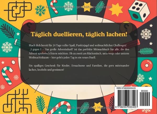 1 gegen 1 – Das grosse Adventsduell für Zwei: 24 lustige Spiele mit Stift und Papier | Der interakti